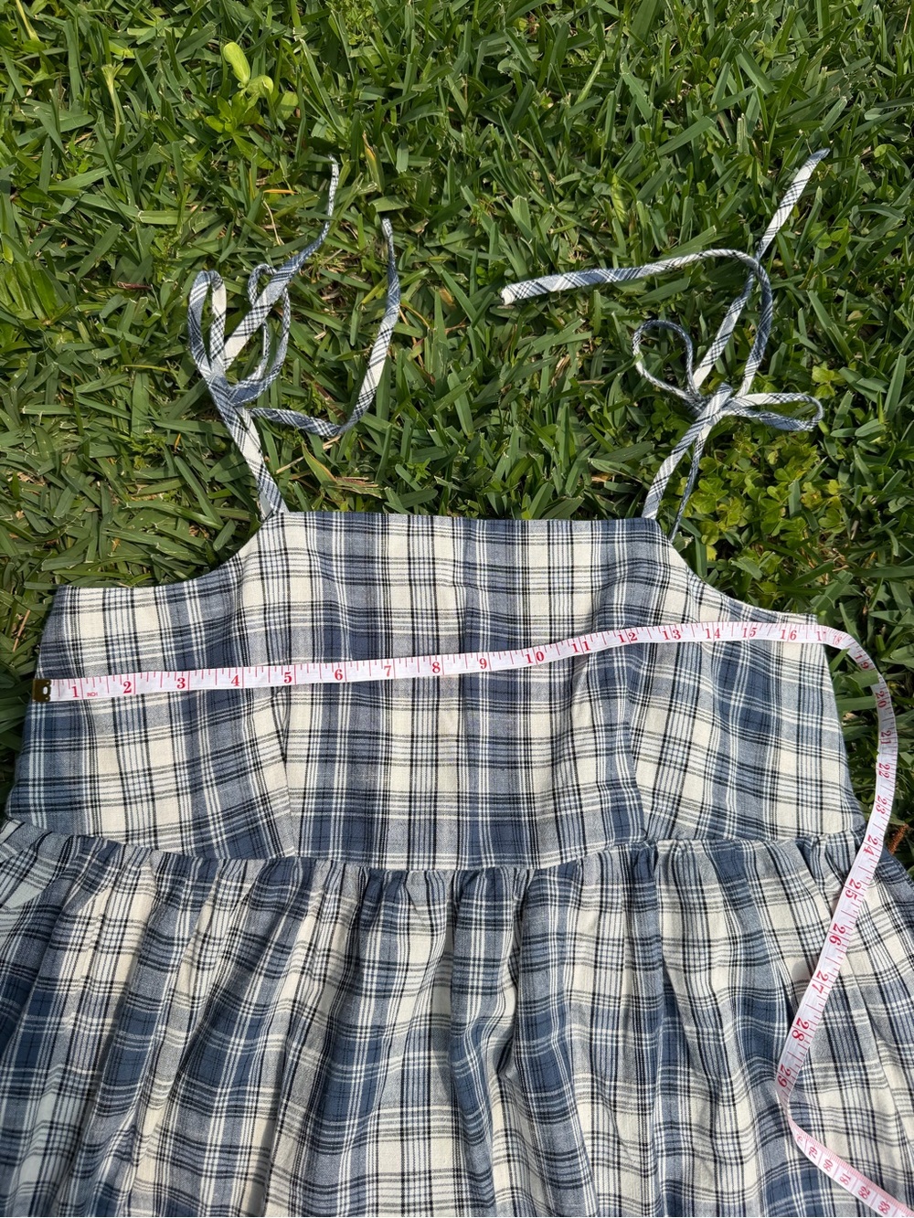 Anthropologie Plaid Cottagecore Tie Strap Midi Dress Size Small 100% Cotton - Picture 3 of 9